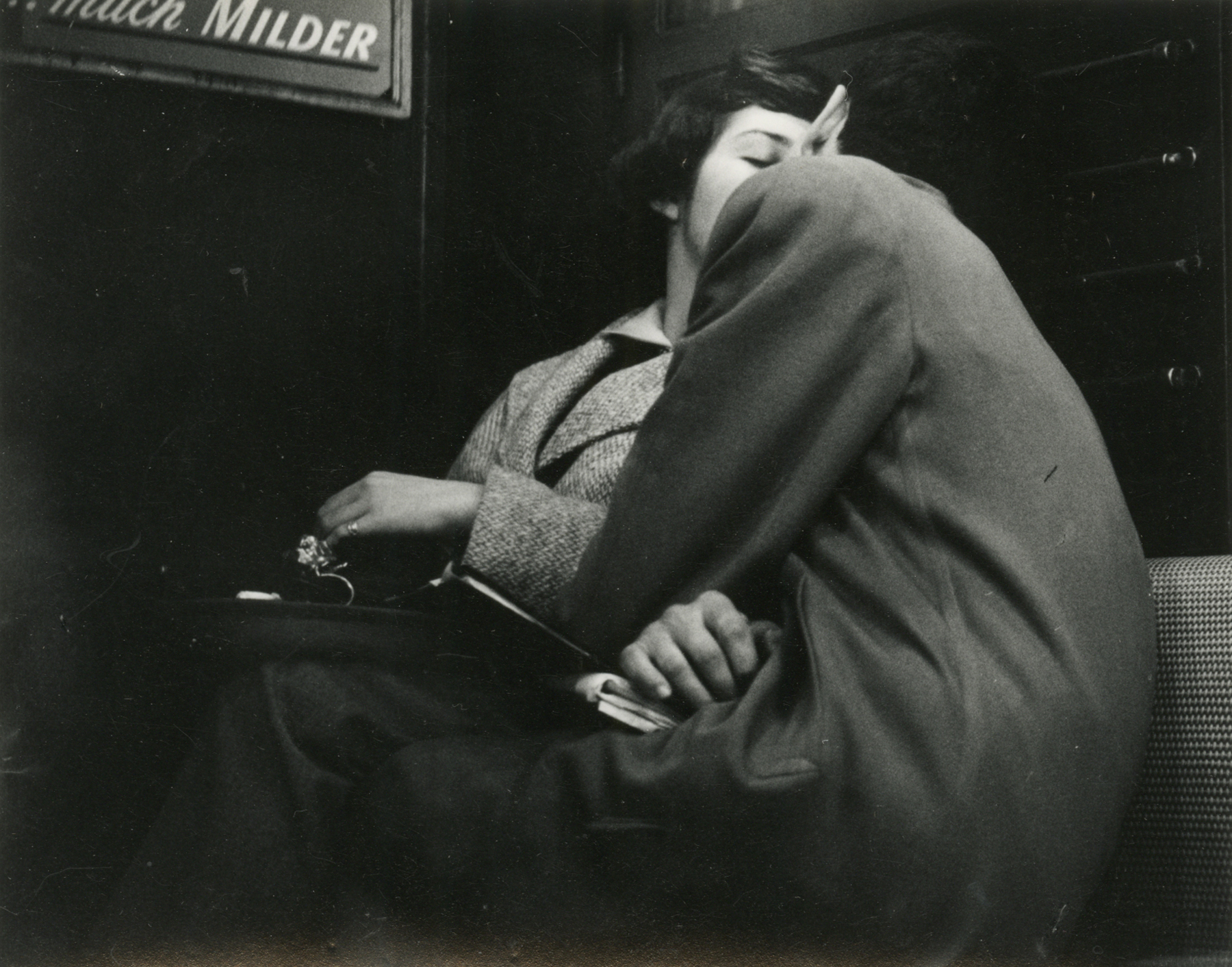 Arthur Leipzig  Subway Lovers, 1949  Gelatin silver print; printed c.1949  9 3/4 x 12 1/2 inches