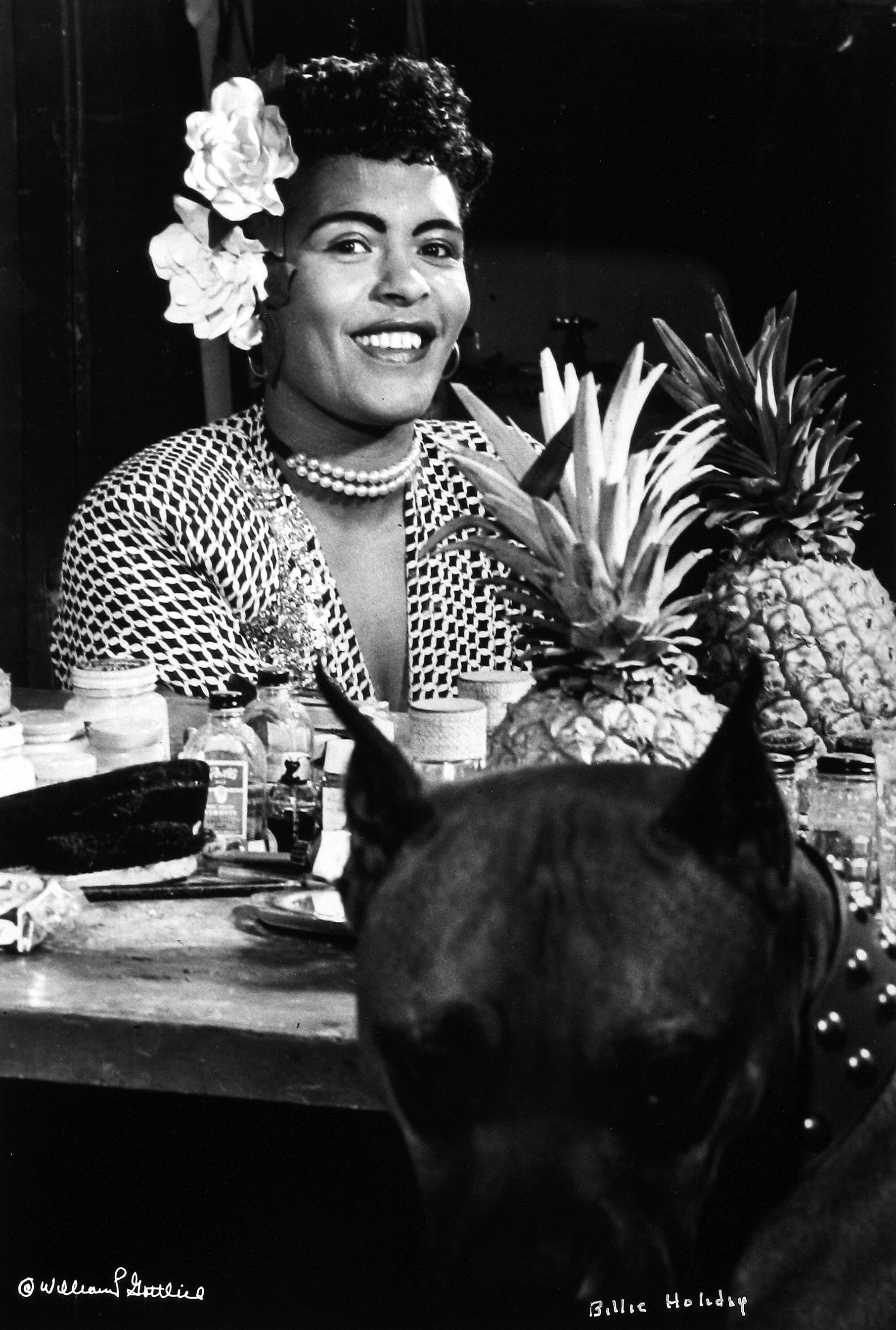 William Gottlieb - Billie Holiday with her boxer, Mister, c.1948 - Howard Greenberg Gallery