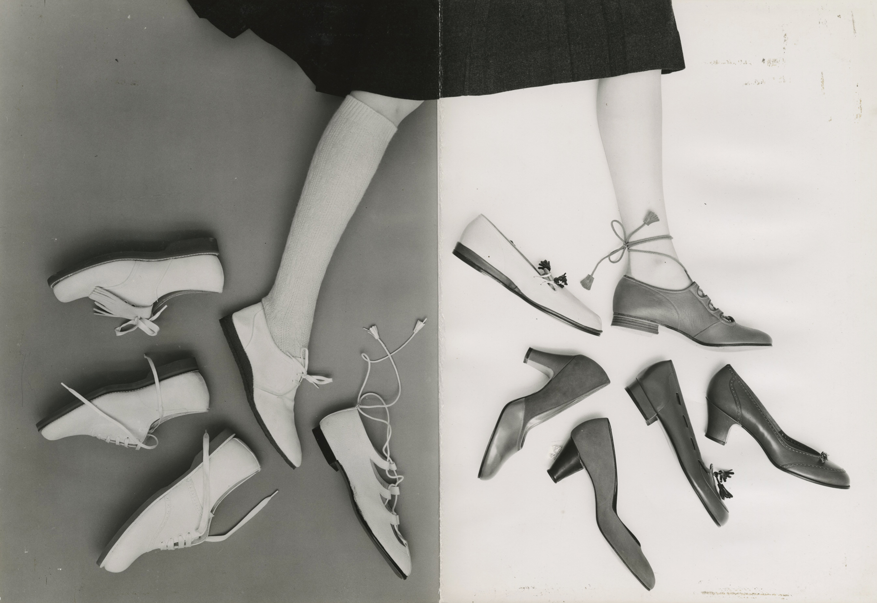 Untitled (shoes and model's legs), c.1952 Gelatin silver print 12 3/8 x 18 1/8 inches