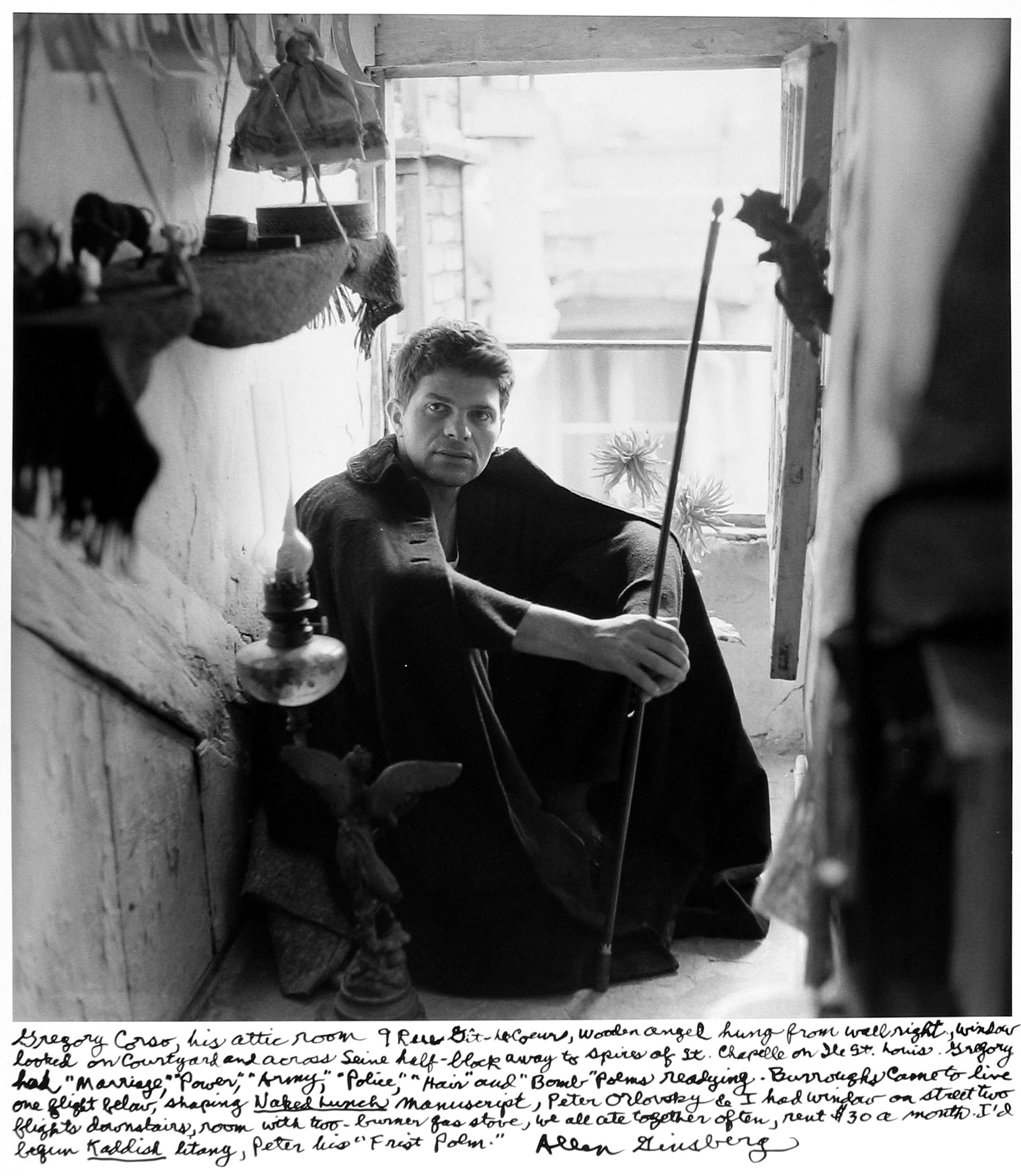 Allen Ginsberg - Gregory Corso in his attic room, Paris, 1957 - Howard Greenberg Gallery