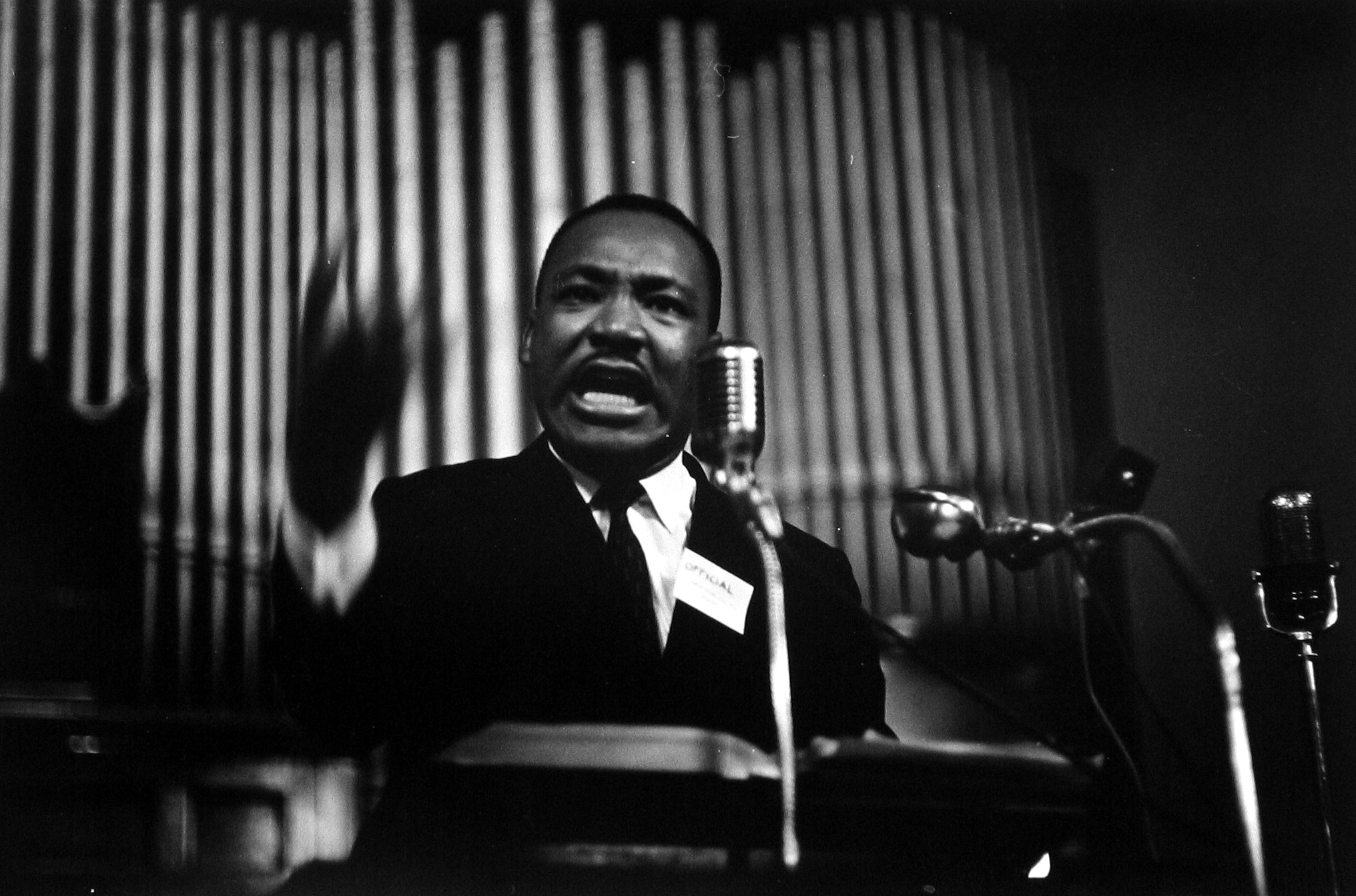 James Karales - Martin Luther King, Jr. speaking at 16 St. Baptist Church, 1962 - Howard Greenberg Gallery