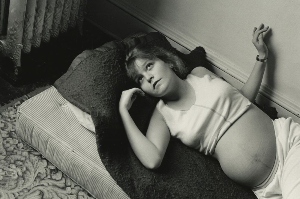 Tiny pregnant with Daylon, 1985  Gelatin silver print; printed later  11 x 14 inches