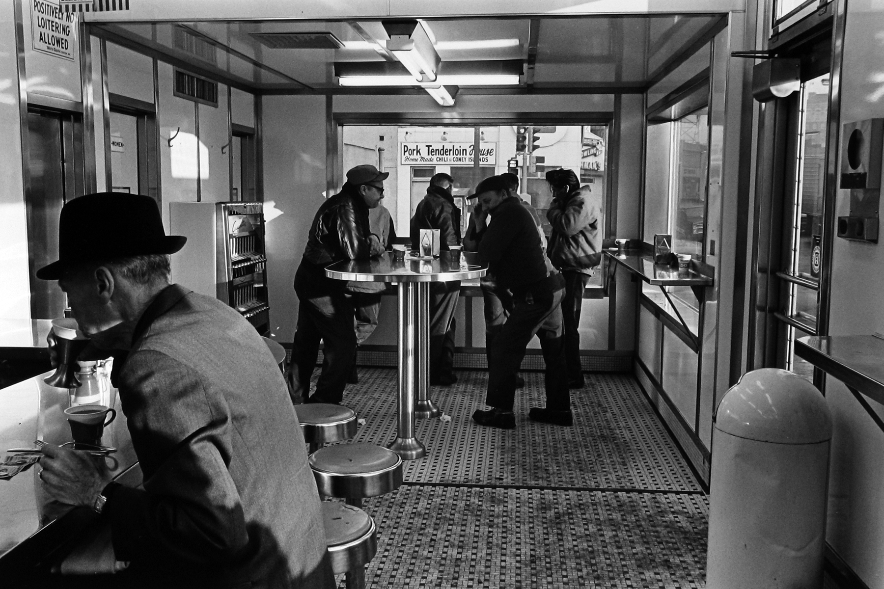 Tom Arndt - Men in a White Castle, Minneapolis, MN, 1970   - Howard Greenberg Gallery