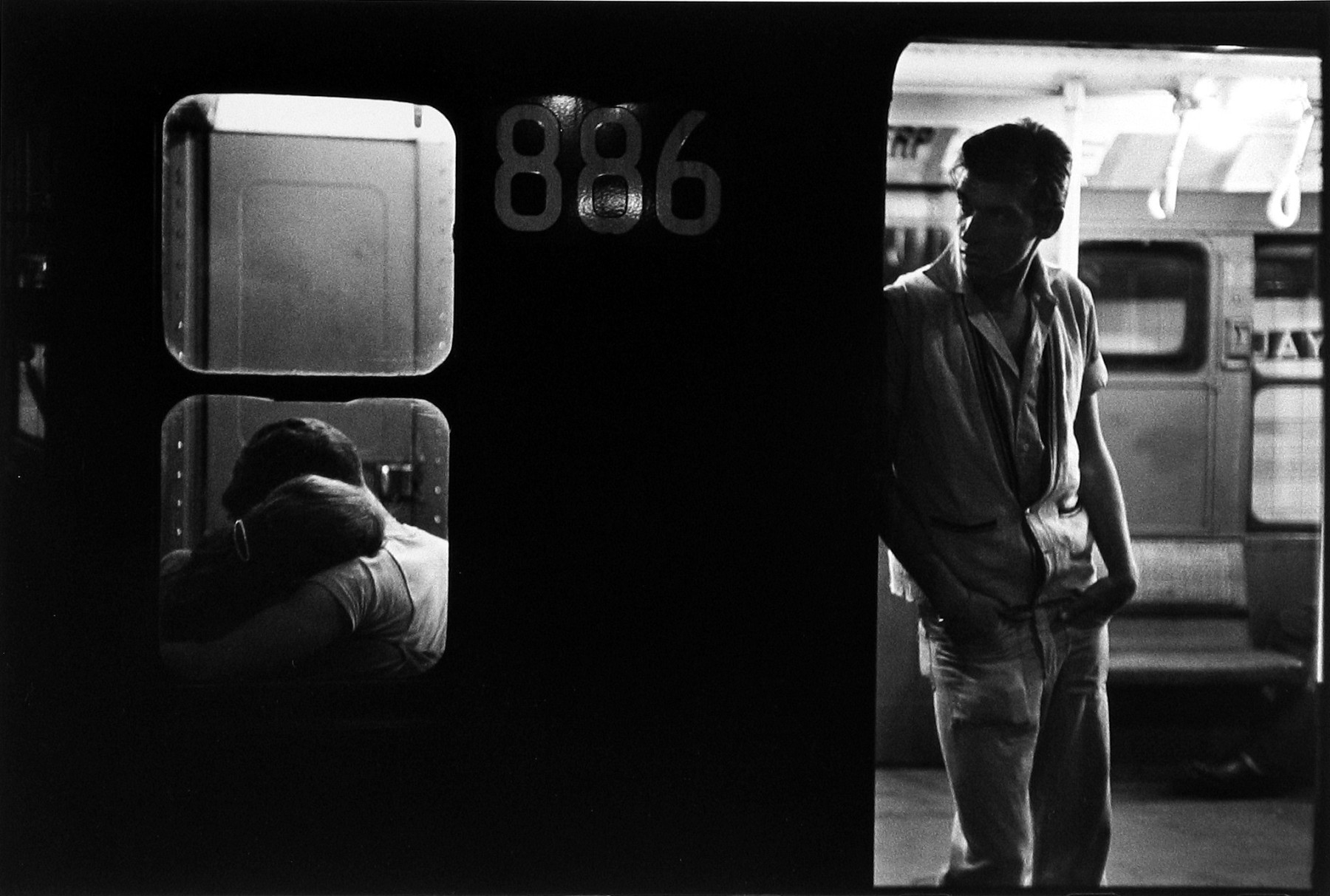 886 Train, man standing in doorway, Brooklyn Gang, 1959  Gelatin silver print; printed later  11 x 14 inches