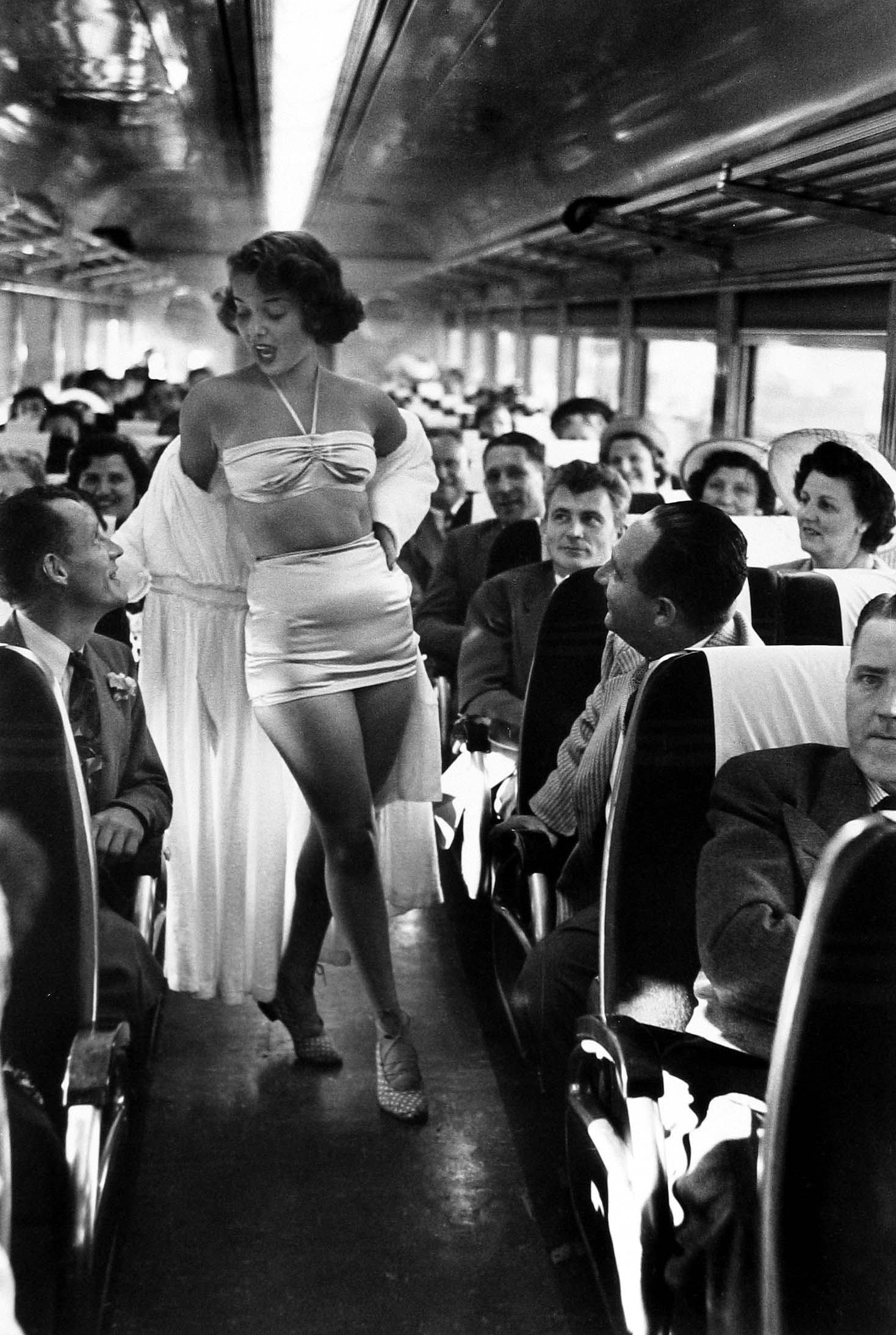 Dan Weiner - Fashion Show on Board the New York, New Haven, and Hartford Railroad's Show Train, 1949 - Howard Greenberg Gallery
