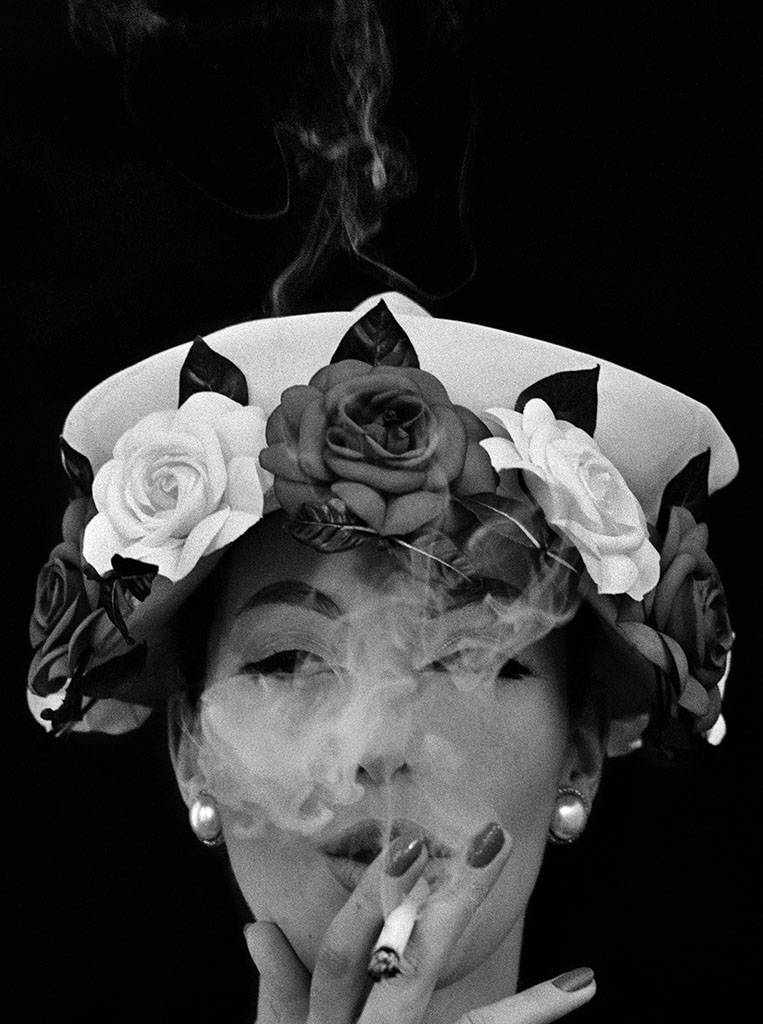 William Klein - Hat + 5 Roses, Paris (Vogue), 1956 - Howard Greenberg Gallery
