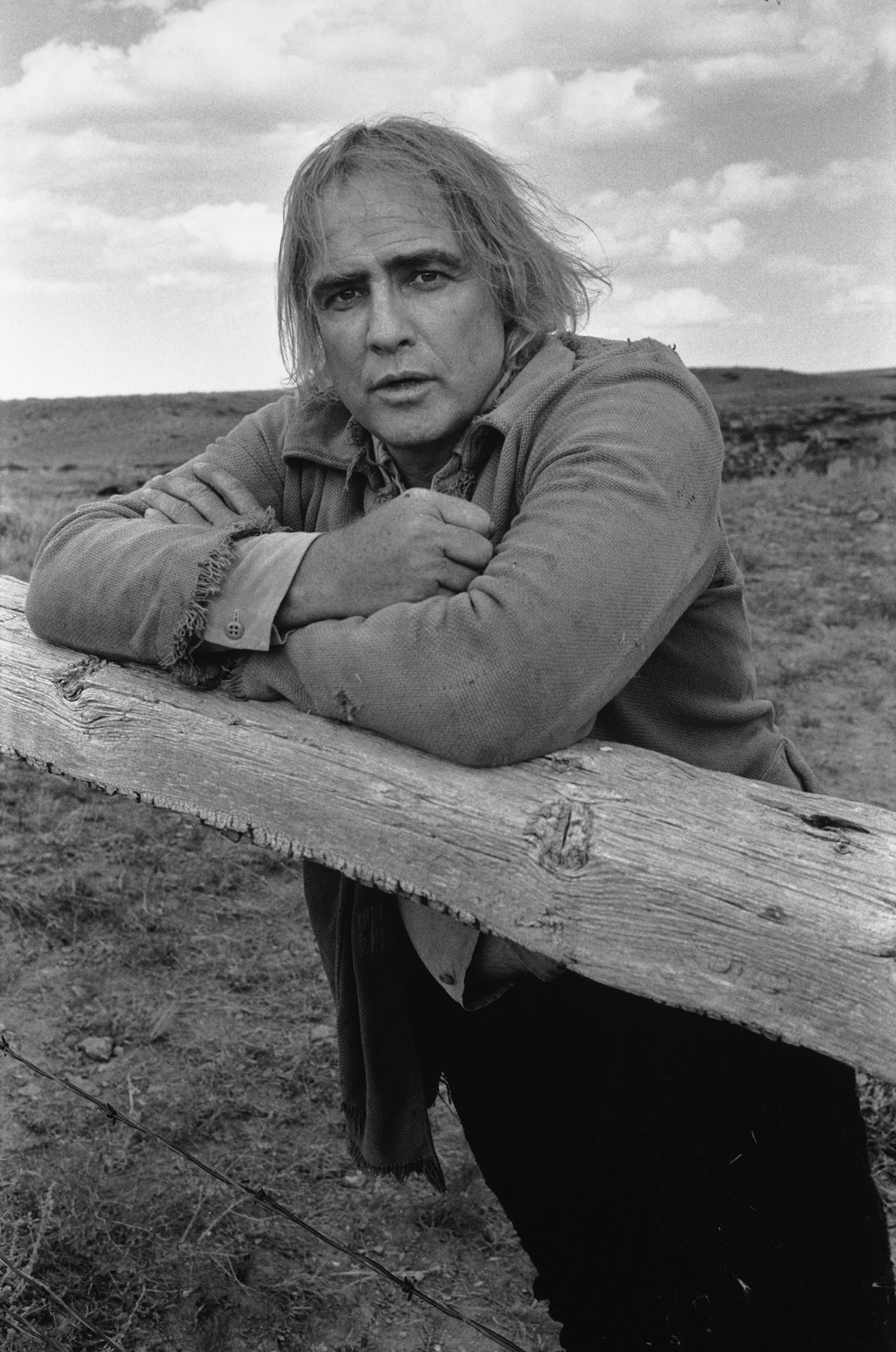 Marlon Brando on the set of "The Missouri Breaks," Billings, Montana, 1975  Gelatin silver print; printed later  20 x 16 inches