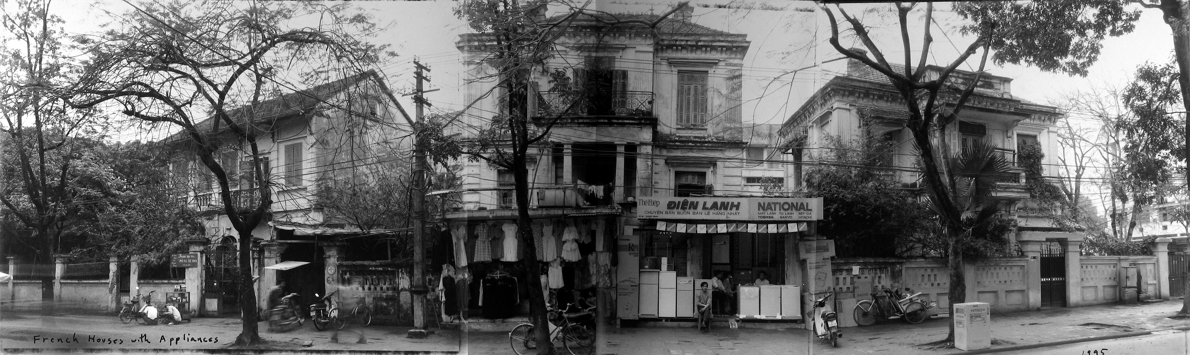 Bill Burke - French houses with appliances, Quang Trung Street, Hanoi, 1995 - Howard Greenberg Gallery