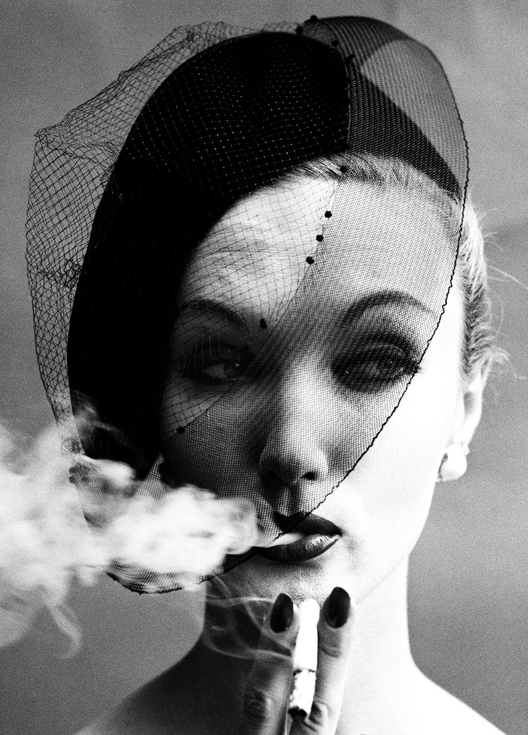 William Klein - Smoke + Veil, Paris (Vogue), 1958 - Howard Greenberg Gallery