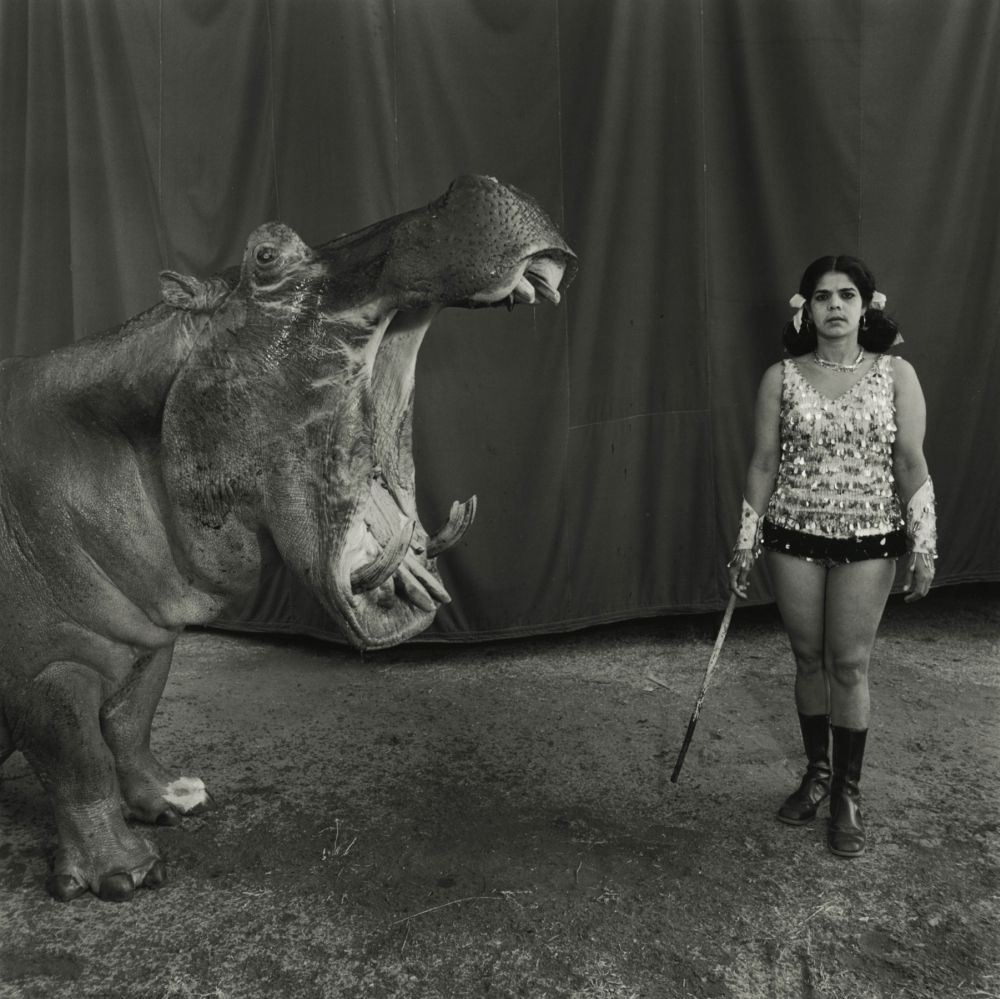 Hippopotamus and Performer, Great Rayman Circus, Madras, 1989  Gelatin silver print; printed later  14 x 11 inches