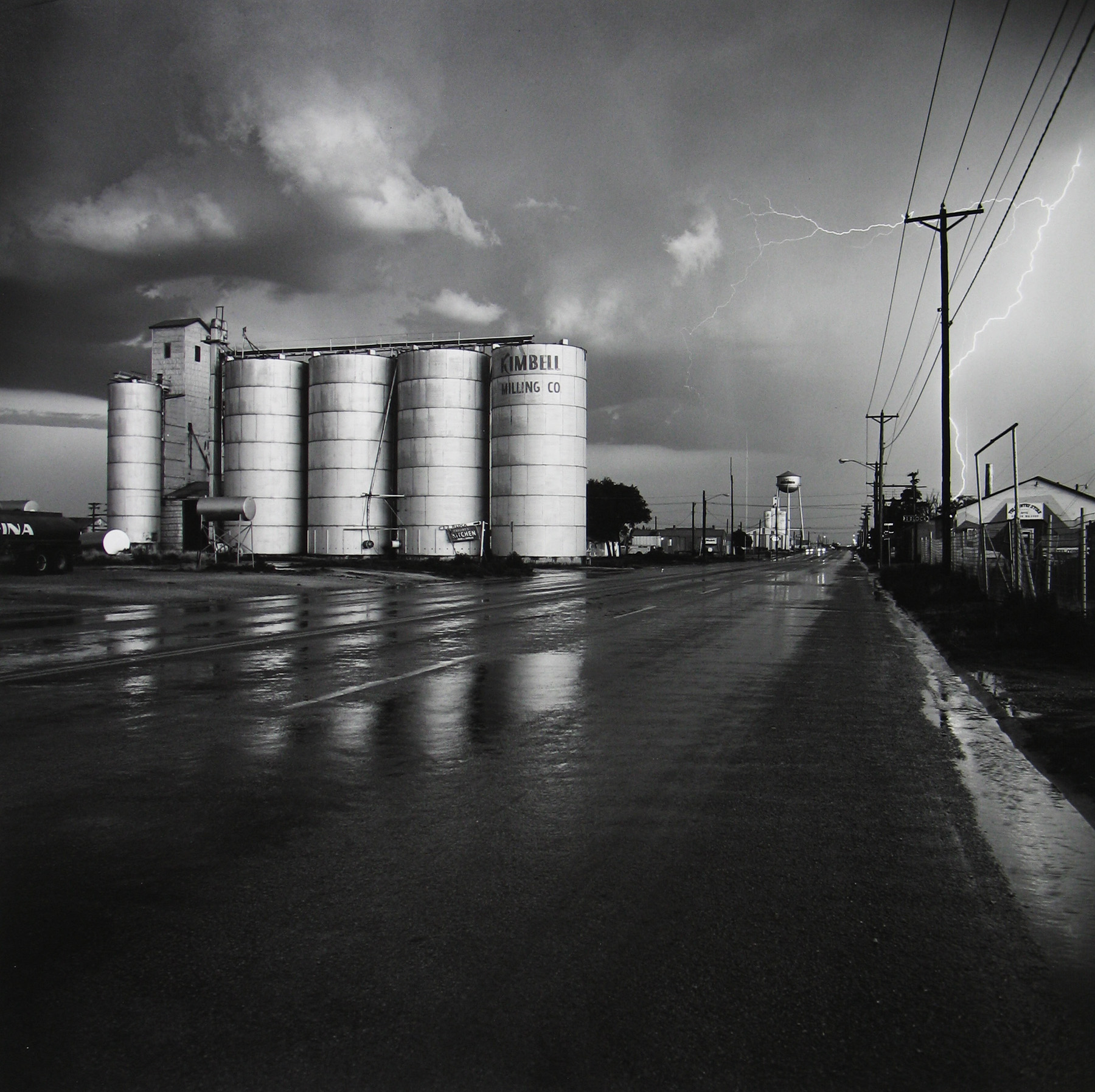 Grain Elevator and Lightning Flash, Lamesa, Texas, 1975