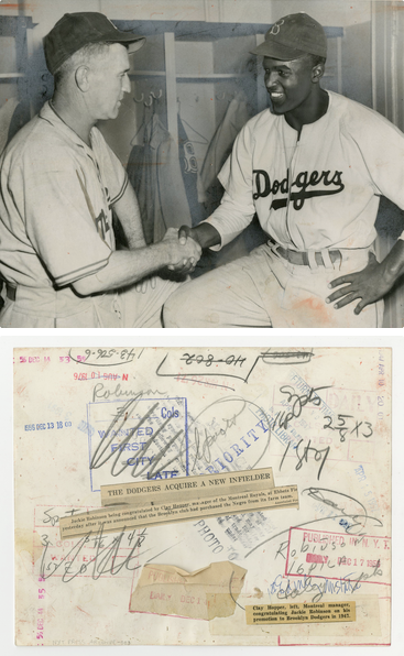 Photographer Unknown, Clay Hopper welcoming Jackie Robinson to the Brooklyn Dodgers, 1947