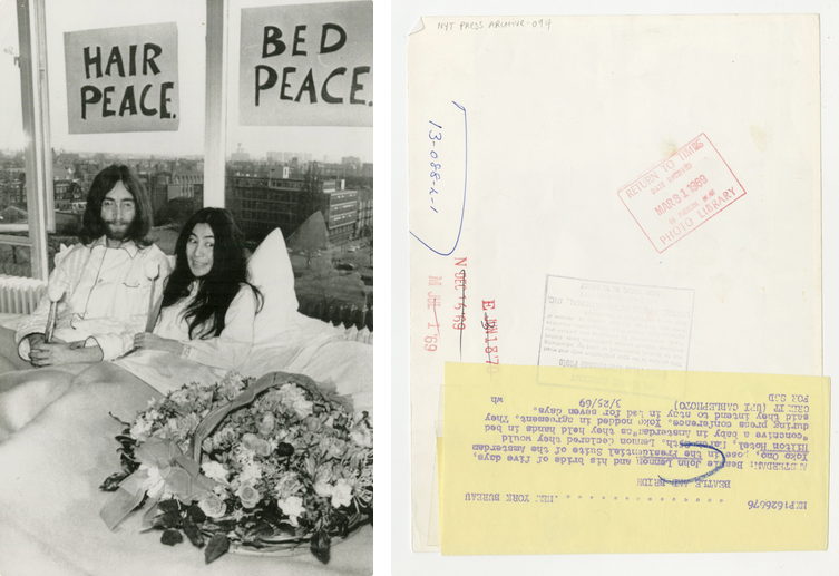 Photographer Unknown, John Lennon and his bride of five days, Yoko Ono, in Amsterdam, 1969