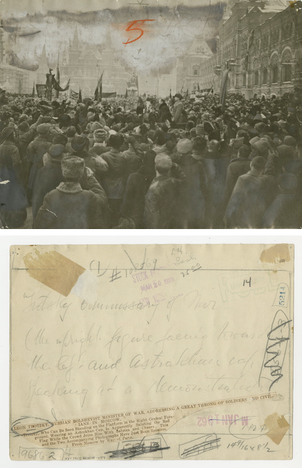 Photographer Unknown, Leon Trotsky, Russian Bolshevist Minister of War, addressing soldiers in Moscow, 1920