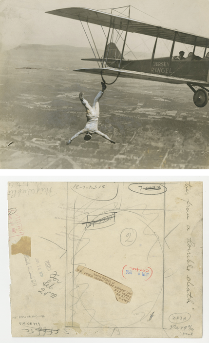 Photographer Unknown, "Jersey" Ringel performing upside down stunt, 1921
