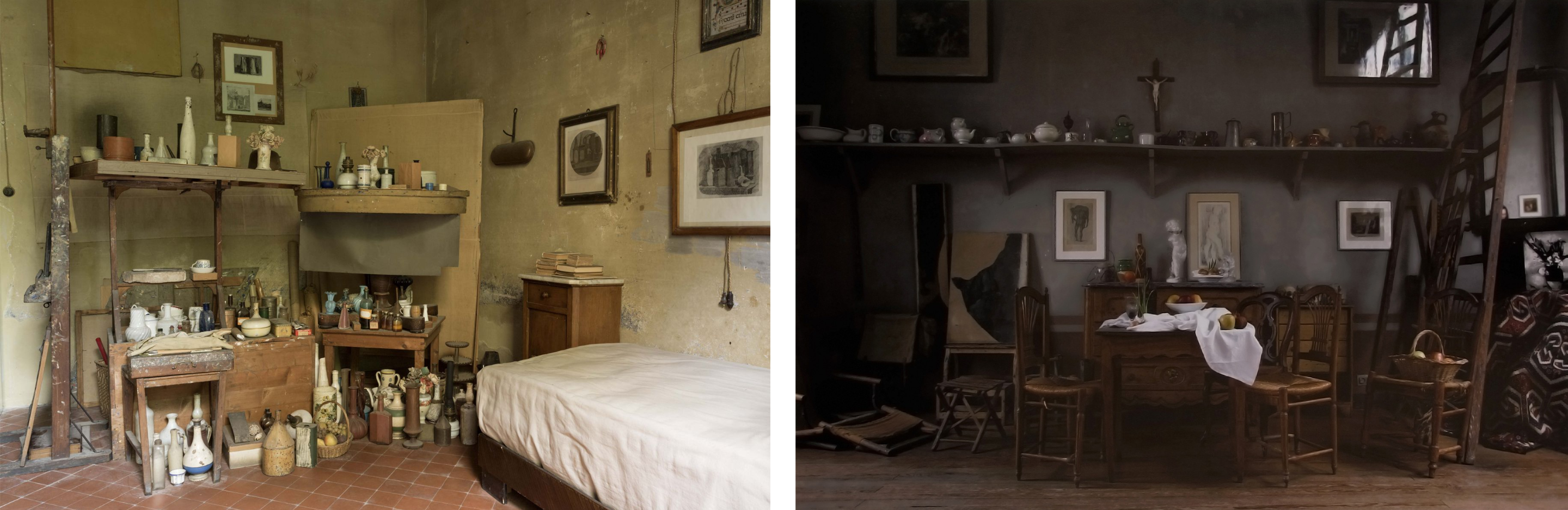 Left: Morandi's Objects, 2015  Right: Cezanne's Studio, Aix-en-Provence, France, 2011