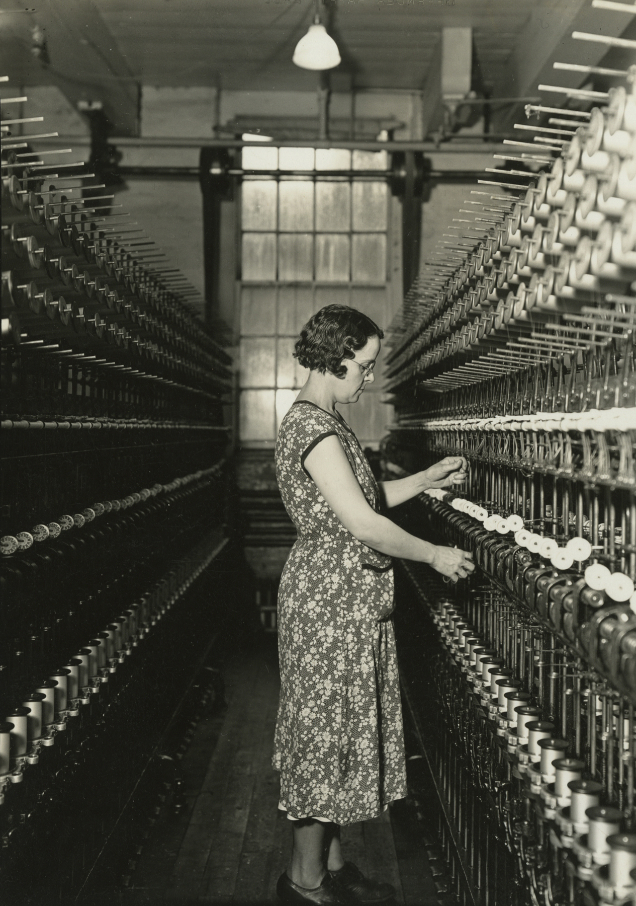 lewis hine, Silk, William Skinner and Sons, Holyoke, Massachusetts, 1936-37   Gelatin silver print; printed c.1936-37  6 5/8 x 4 5/8 inches