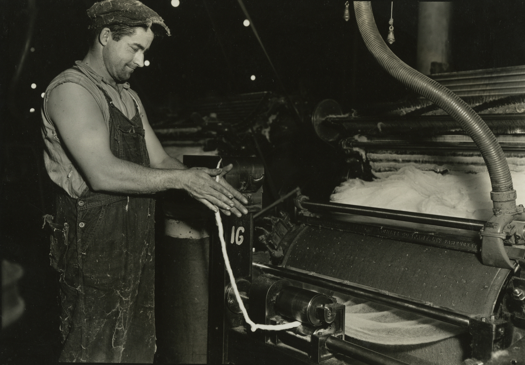 lewis hine, Picket Yarn Mill, High Point, North Carolina, 1936-37   Gelatin silver print; printed c.1936-37   4 5/8 x 6 5/8 inches