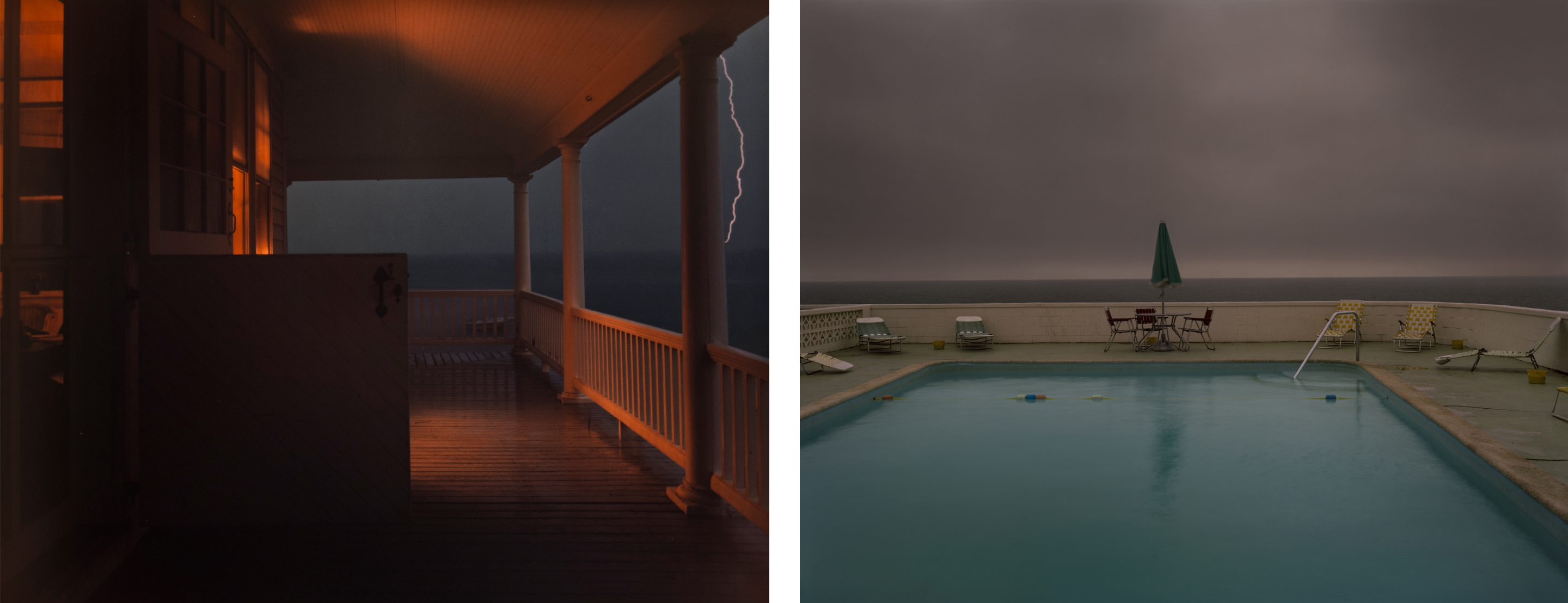 Left: Pool, Storm, Provincetown, Massachusetts, 1976  Right: Porch Series, Provincetown, 1977